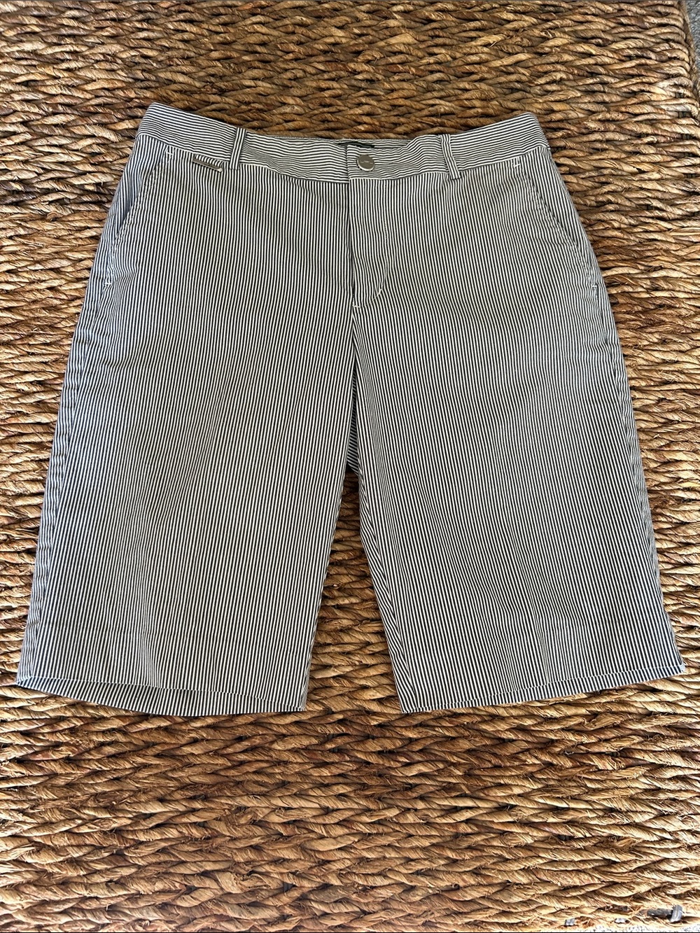 Lauren Active Striped Bermuda Shorts in Navy and White